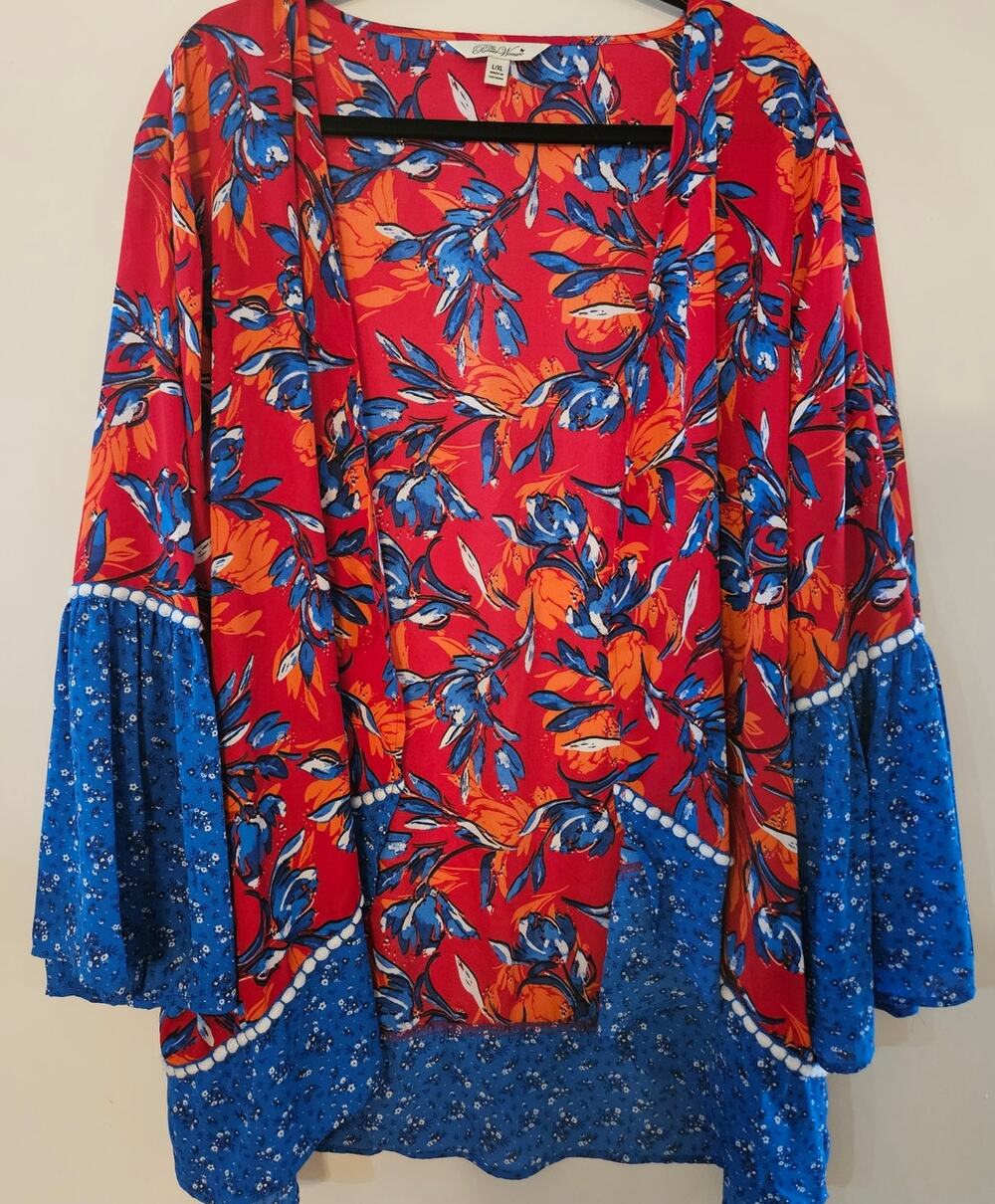 Gorgeous NWT Flounce Sleeve Topper Pioneer Woman Kimono Duster Cover-up L/XL E37